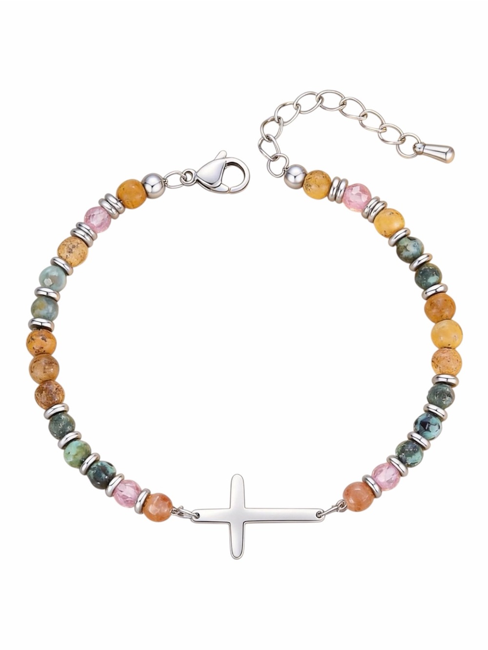 Cross Semi-Precious Stone Beaded Bracelet NWT